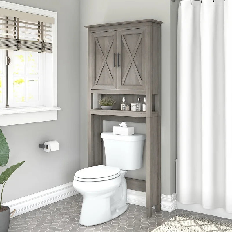 Meuble de rangement de style campagnard à placer au-dessus des toilettes