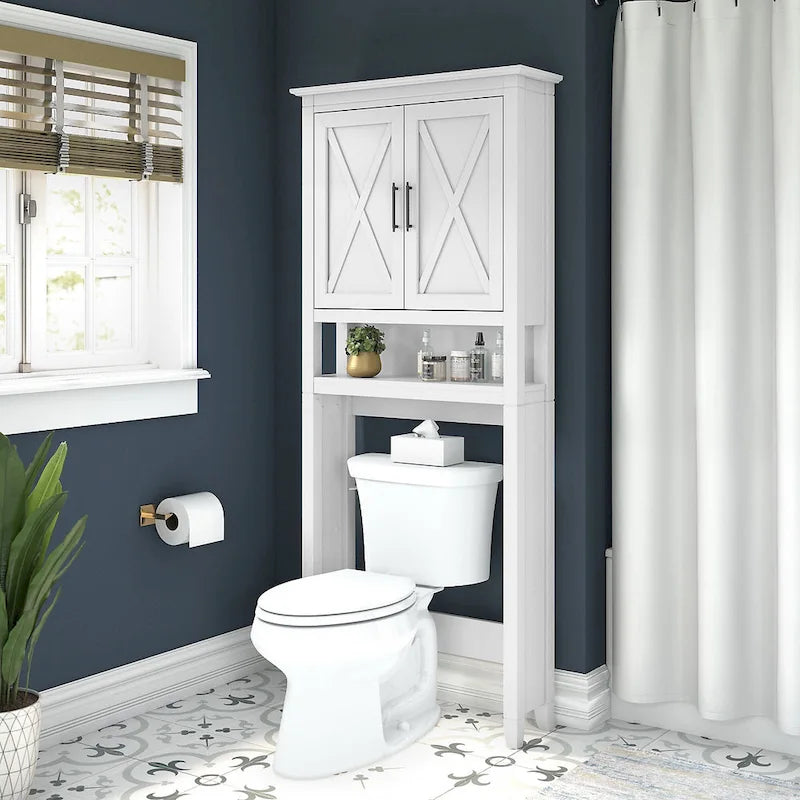 Meuble de rangement de style campagnard à placer au-dessus des toilettes