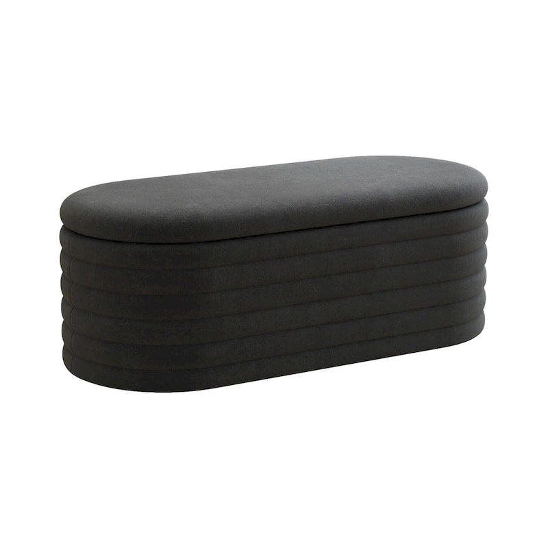 Banc coffre en chenille avec charnière de sécurité, tabouret de bout de lit rembourré en tissu