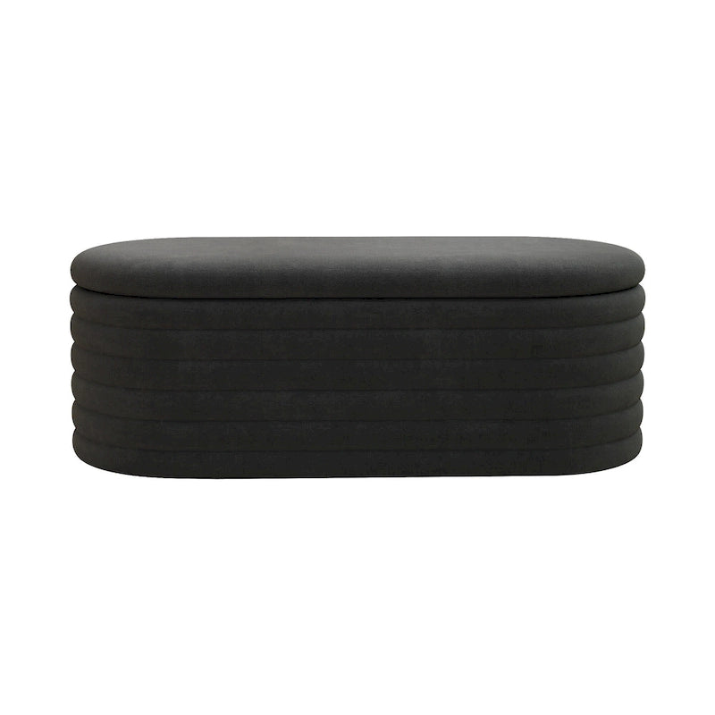 Banc coffre en chenille avec charnière de sécurité, tabouret de bout de lit rembourré en tissu