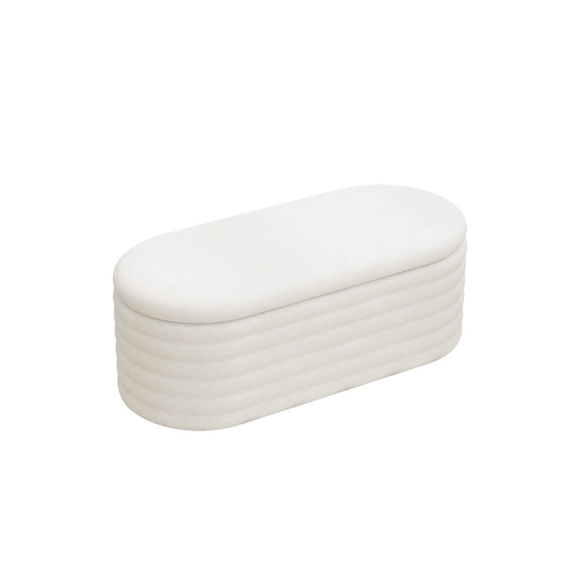 Banc coffre en chenille avec charnière de sécurité, tabouret de bout de lit rembourré en tissu