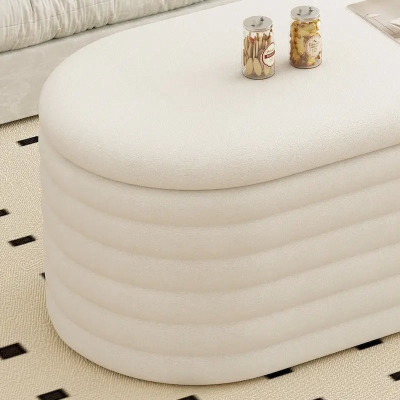 Banc coffre en chenille avec charnière de sécurité, tabouret de bout de lit rembourré en tissu