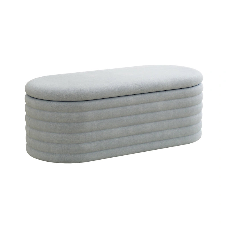 Banc coffre en chenille avec charnière de sécurité, tabouret de bout de lit rembourré en tissu