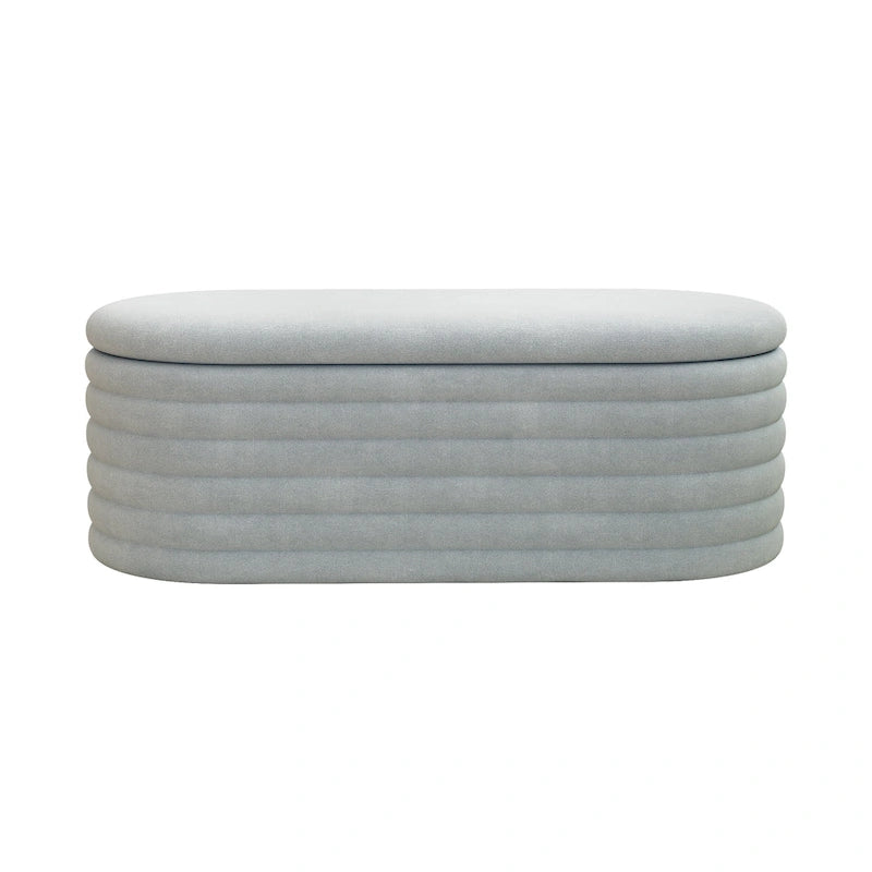 Banc coffre en chenille avec charnière de sécurité, tabouret de bout de lit rembourré en tissu
