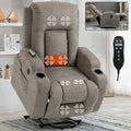 Fauteuil inclinable releveur électrique avec massage, chauffage lombaire, port de chargement USB, porte-gobelets