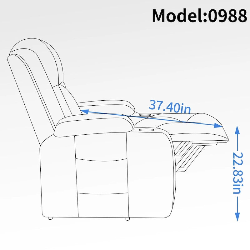 Fauteuil inclinable releveur électrique avec massage, chauffage lombaire, port de chargement USB, porte-gobelets