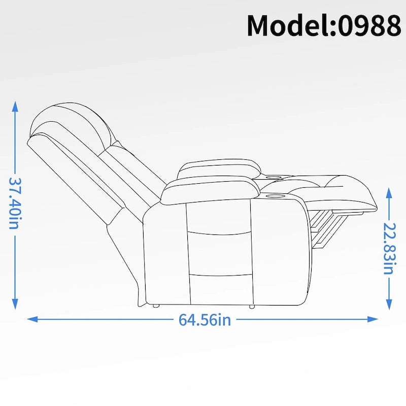 Fauteuil inclinable releveur électrique avec massage, chauffage lombaire, port de chargement USB, porte-gobelets