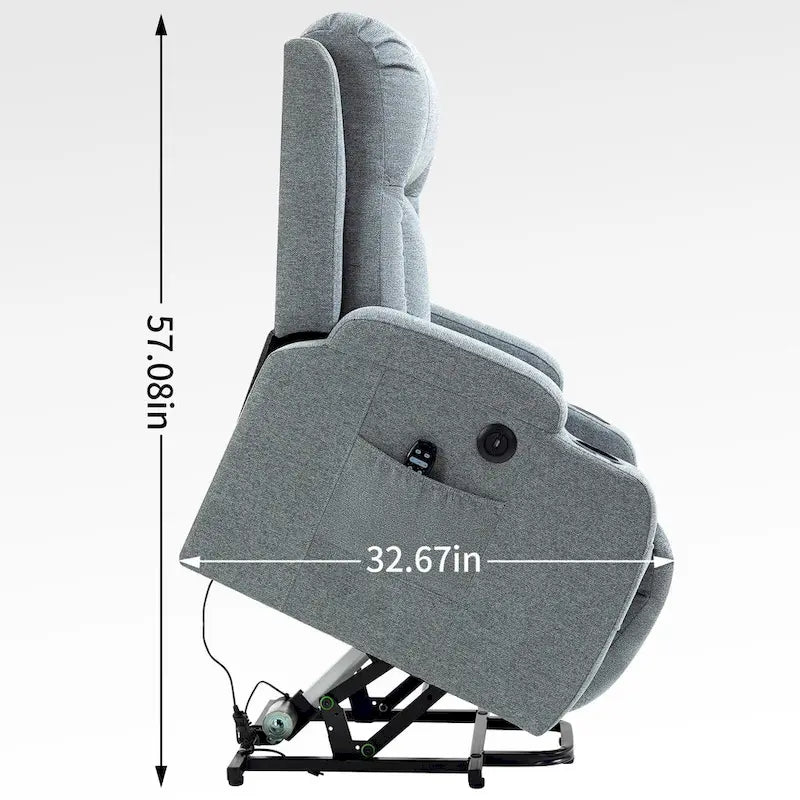 Fauteuil inclinable releveur électrique avec massage, chauffage lombaire, port de chargement USB, porte-gobelets