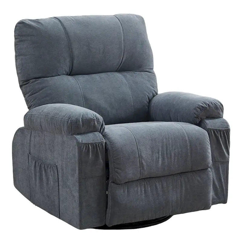 Fauteuil inclinable manuel pivotant à 360° en tissu avec repose-pieds escamotable et poches latérales