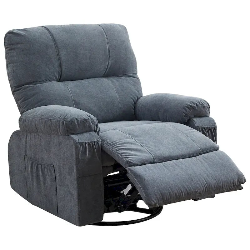 Fauteuil inclinable manuel pivotant à 360° en tissu avec repose-pieds escamotable et poches latérales