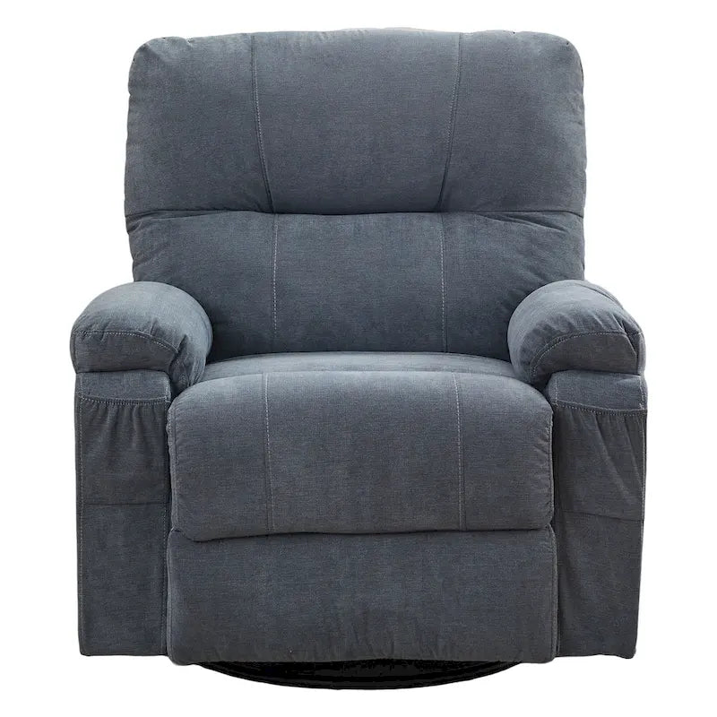 Fauteuil inclinable manuel pivotant à 360° en tissu avec repose-pieds escamotable et poches latérales