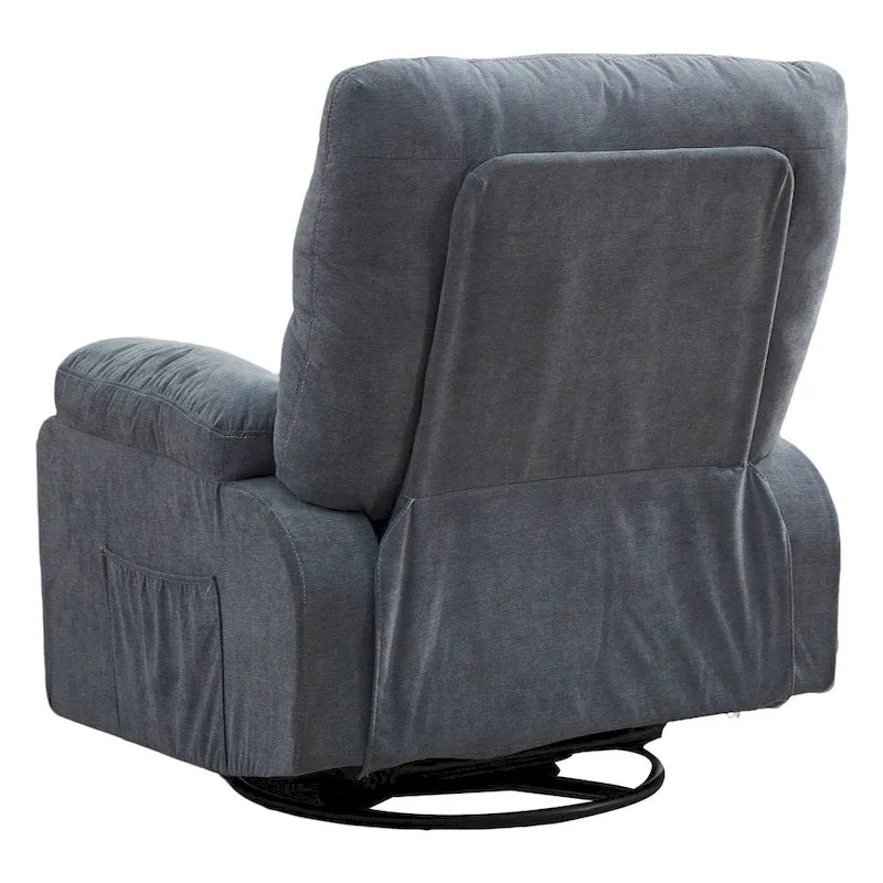 Fauteuil inclinable manuel pivotant à 360° en tissu avec repose-pieds escamotable et poches latérales
