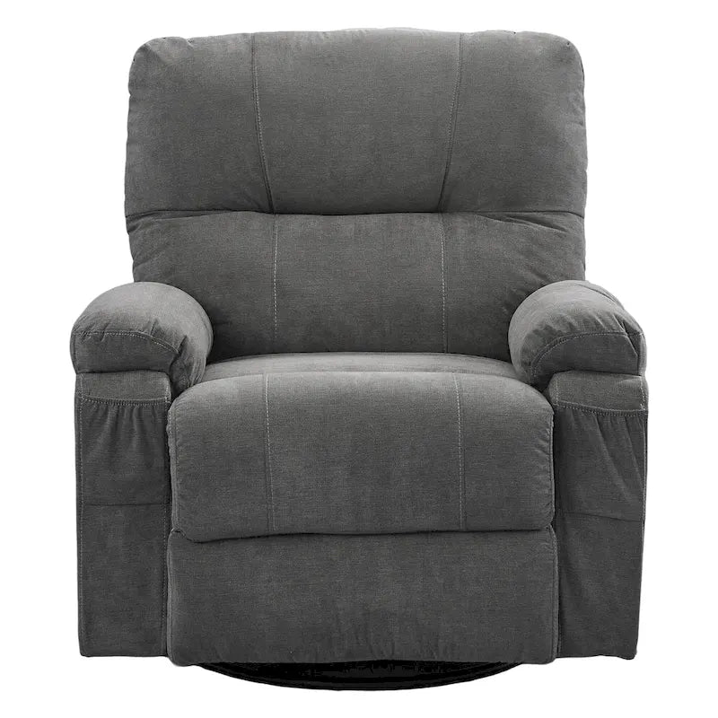 Fauteuil inclinable manuel pivotant à 360° en tissu avec repose-pieds escamotable et poches latérales