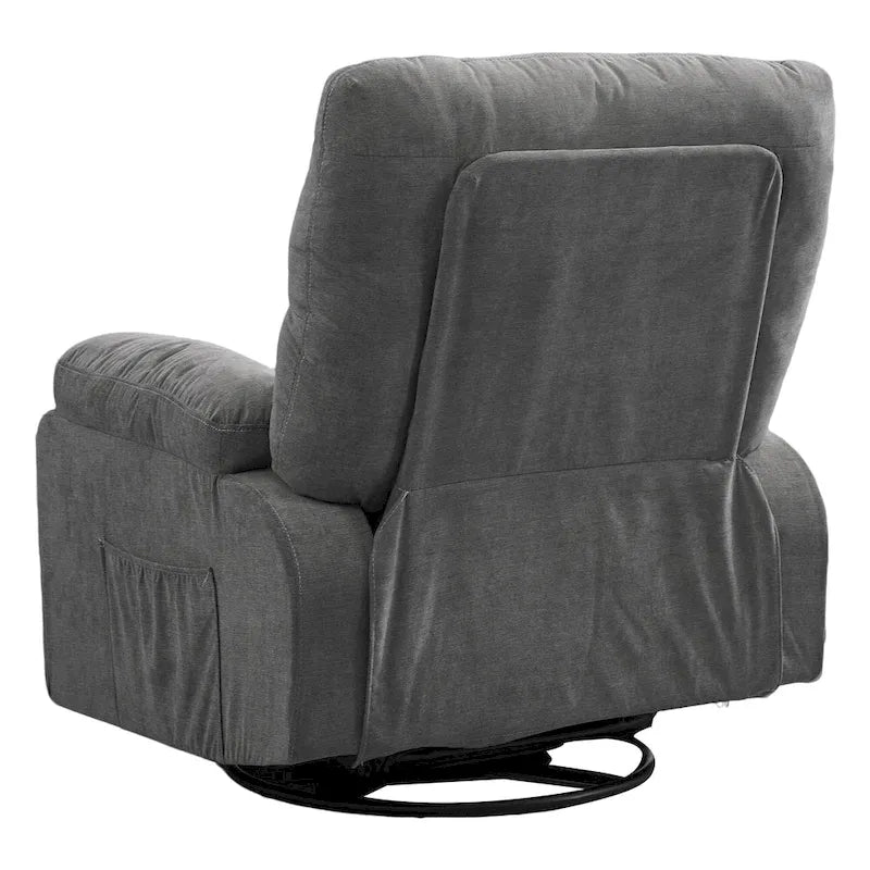Fauteuil inclinable manuel pivotant à 360° en tissu avec repose-pieds escamotable et poches latérales