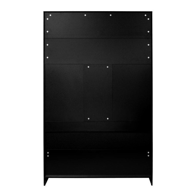 Grand portemanteau d'entrée avec 10 casiers à chaussures et 7 patères, portemanteau de 109 cm de large avec banc d'entrée, design 3-en-1 et étagères réglables