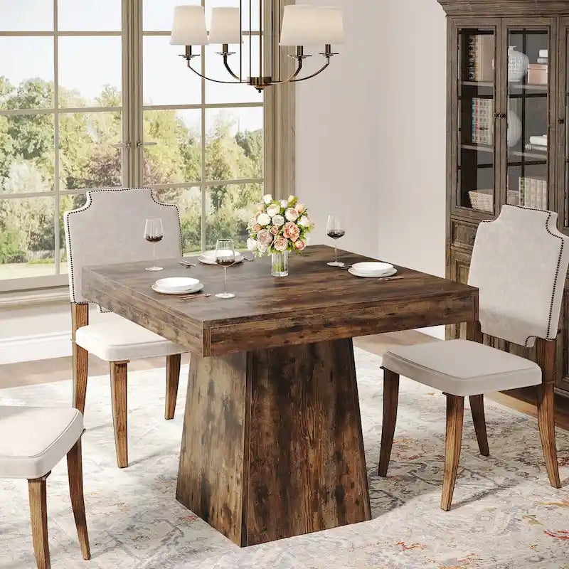 Table à manger carrée de 31,5 pouces pour 4 personnes, Table de cuisine de ferme pour salle à manger - 31,5P x 31,5L x 29,53H