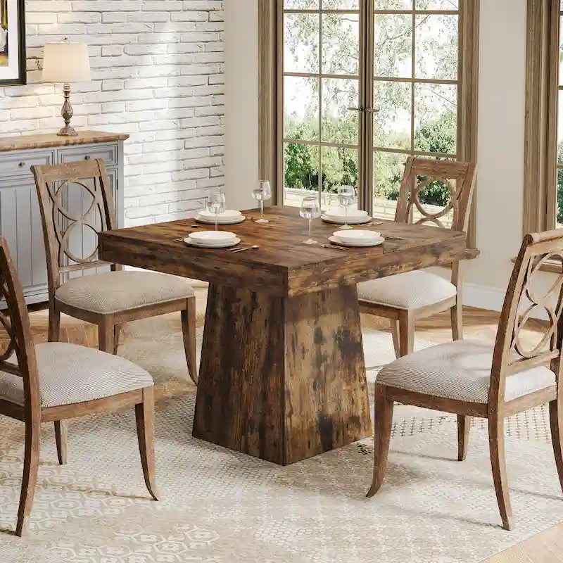 Table à manger carrée de 31,5 pouces pour 4 personnes, Table de cuisine de ferme pour salle à manger - 31,5P x 31,5L x 29,53H