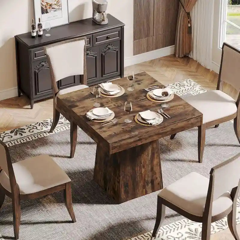 Table à manger carrée de 31,5 pouces pour 4 personnes, Table de cuisine de ferme pour salle à manger - 31,5P x 31,5L x 29,53H
