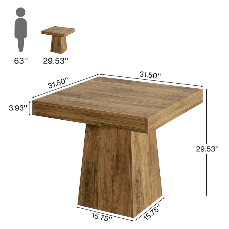 Table à manger carrée de 31,5 pouces pour 4 personnes, Table de cuisine de ferme pour salle à manger - 31,5P x 31,5L x 29,53H