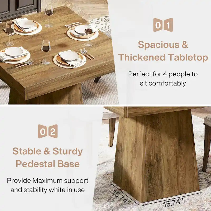 Table à manger carrée de 31,5 pouces pour 4 personnes, Table de cuisine de ferme pour salle à manger - 31,5P x 31,5L x 29,53H