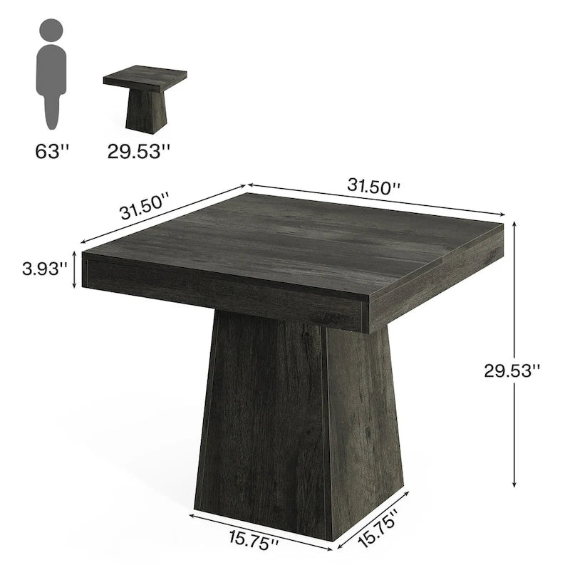 Table à manger carrée de 31,5 pouces pour 4 personnes, Table de cuisine de ferme pour salle à manger - 31,5P x 31,5L x 29,53H
