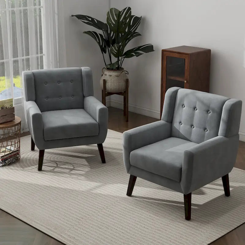Lot de 2 fauteuils d'appoint en velours pour salon