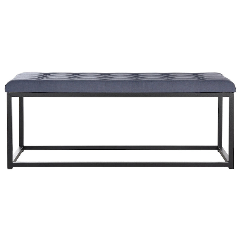 Banc en lin capitonné avec pieds Parsons noirs – 48x18x19