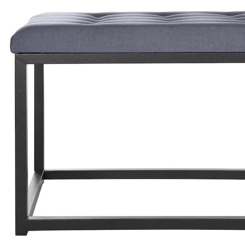Banc en lin capitonné avec pieds Parsons noirs – 48x18x19
