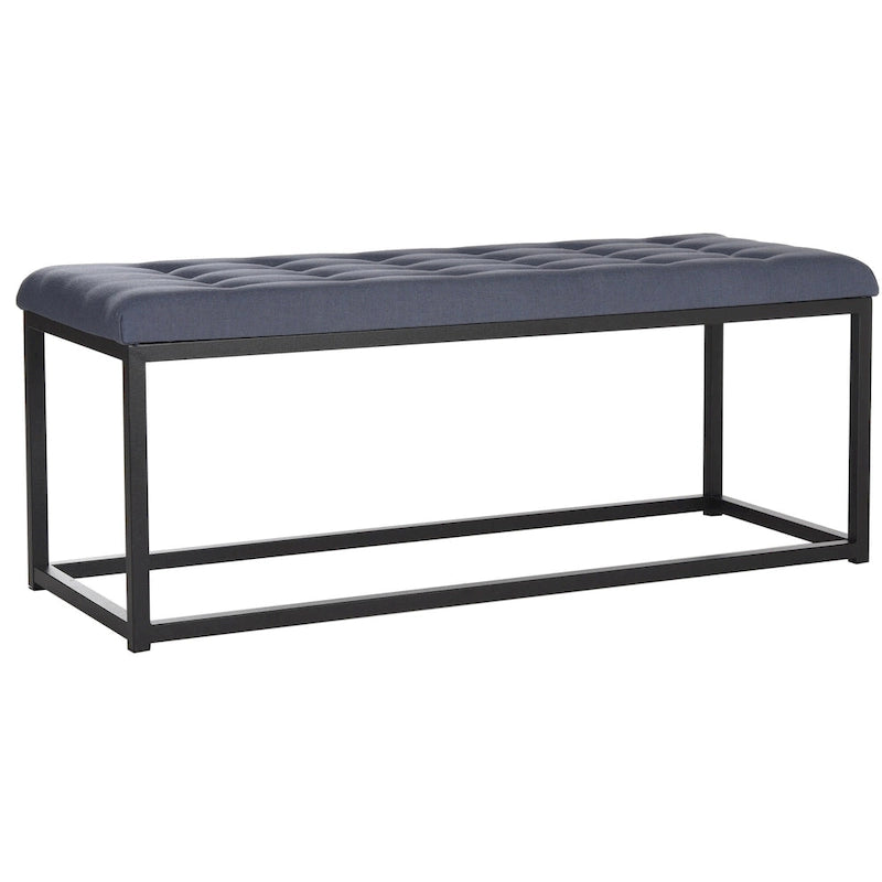 Banc en lin capitonné avec pieds Parsons noirs – 48x18x19
