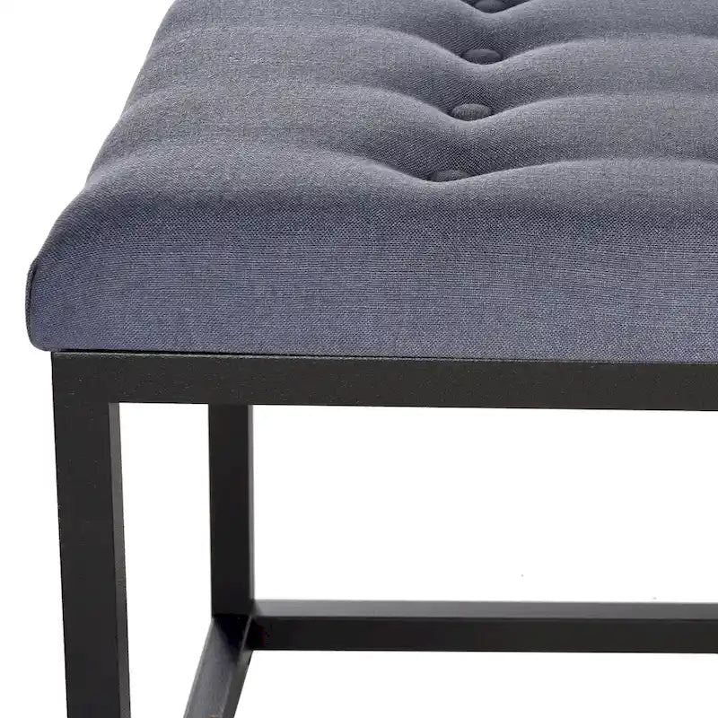 Banc en lin capitonné avec pieds Parsons noirs – 48x18x19