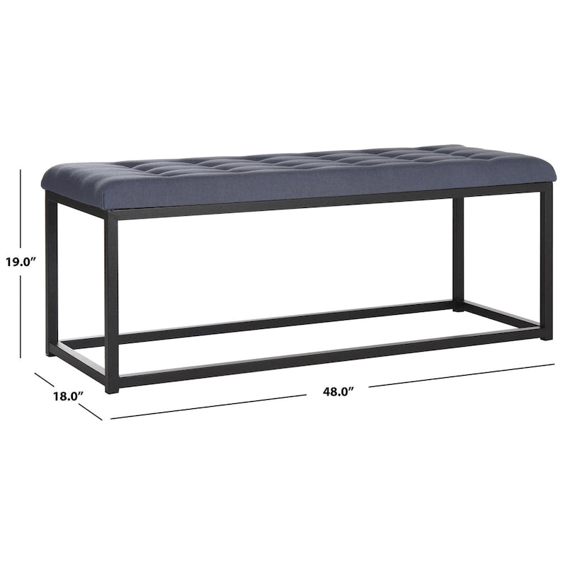 Banc en lin capitonné avec pieds Parsons noirs – 48x18x19