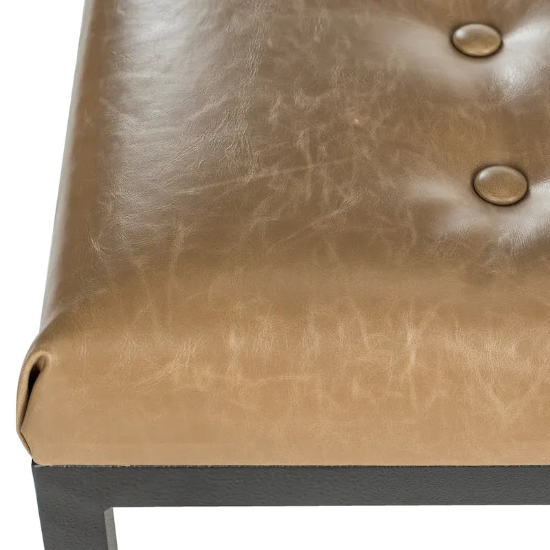 Banc en lin capitonné avec pieds Parsons noirs – 48x18x19