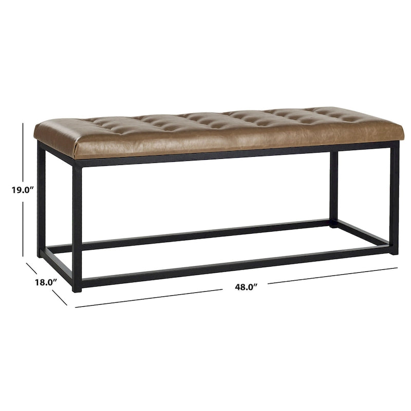 Banc en lin capitonné avec pieds Parsons noirs – 48x18x19