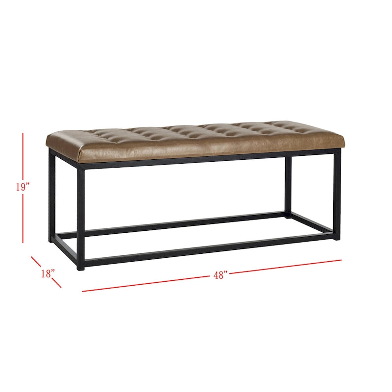 Banc en lin capitonné avec pieds Parsons noirs – 48x18x19