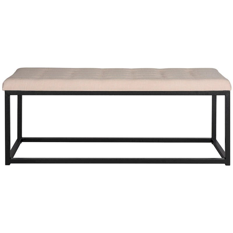 Banc en lin capitonné avec pieds Parsons noirs – 48x18x19