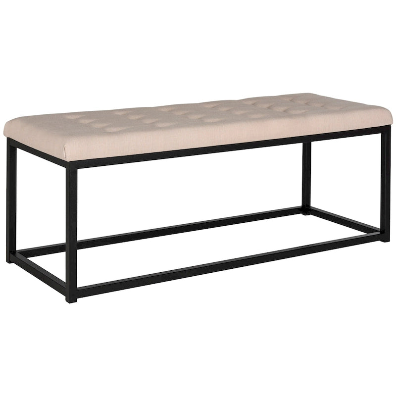 Banc en lin capitonné avec pieds Parsons noirs – 48x18x19