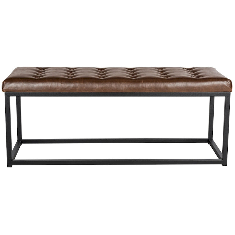 Banc en lin capitonné avec pieds Parsons noirs – 48x18x19
