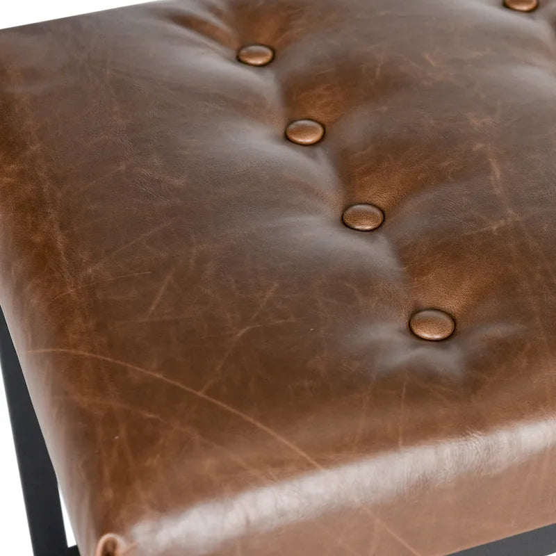 Banc en lin capitonné avec pieds Parsons noirs – 48x18x19