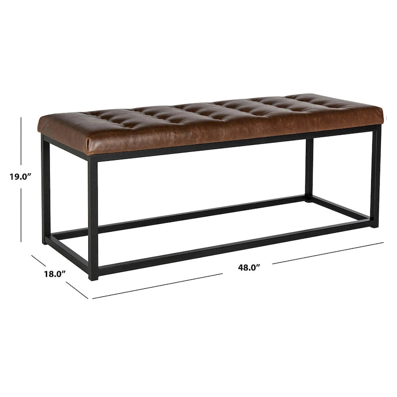 Banc en lin capitonné avec pieds Parsons noirs – 48x18x19