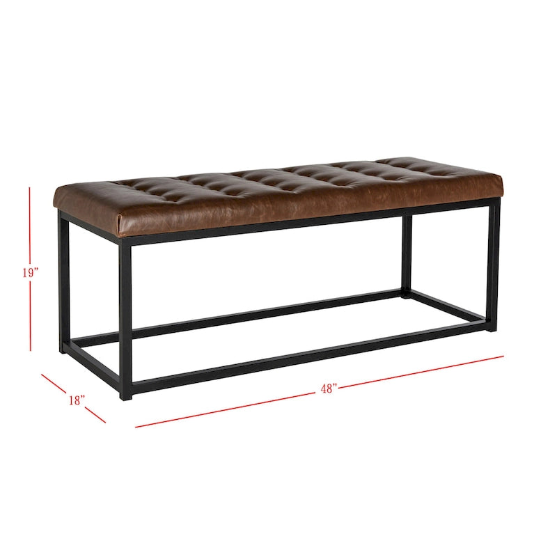 Banc en lin capitonné avec pieds Parsons noirs – 48x18x19