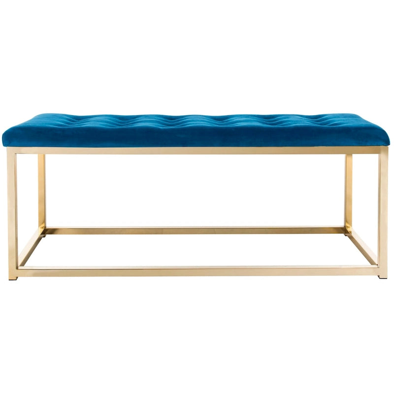 Banc en lin capitonné avec pieds Parsons noirs – 48x18x19