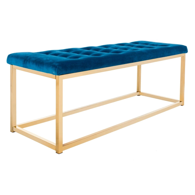 Banc en lin capitonné avec pieds Parsons noirs – 48x18x19