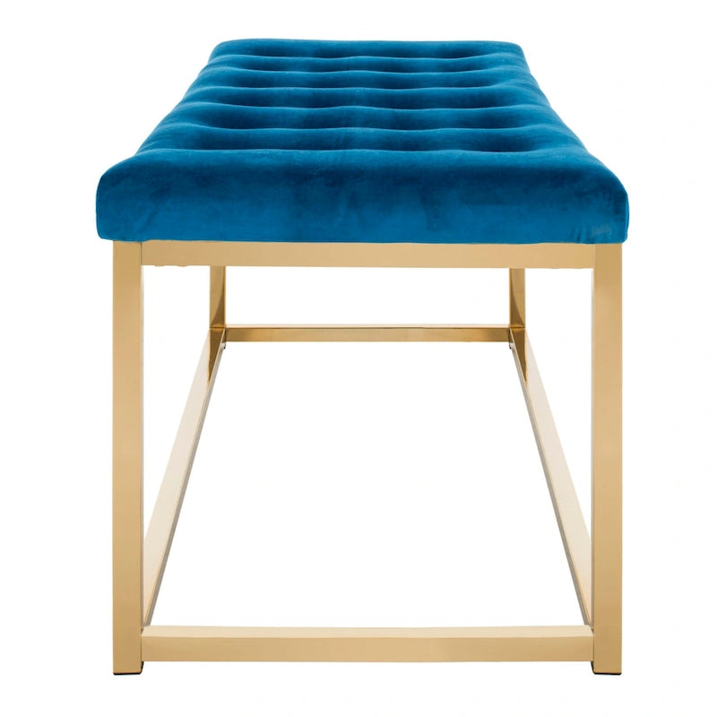 Banc en lin capitonné avec pieds Parsons noirs – 48x18x19