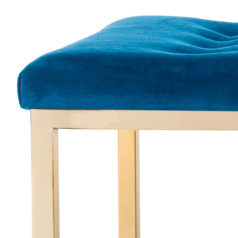 Banc en lin capitonné avec pieds Parsons noirs – 48x18x19