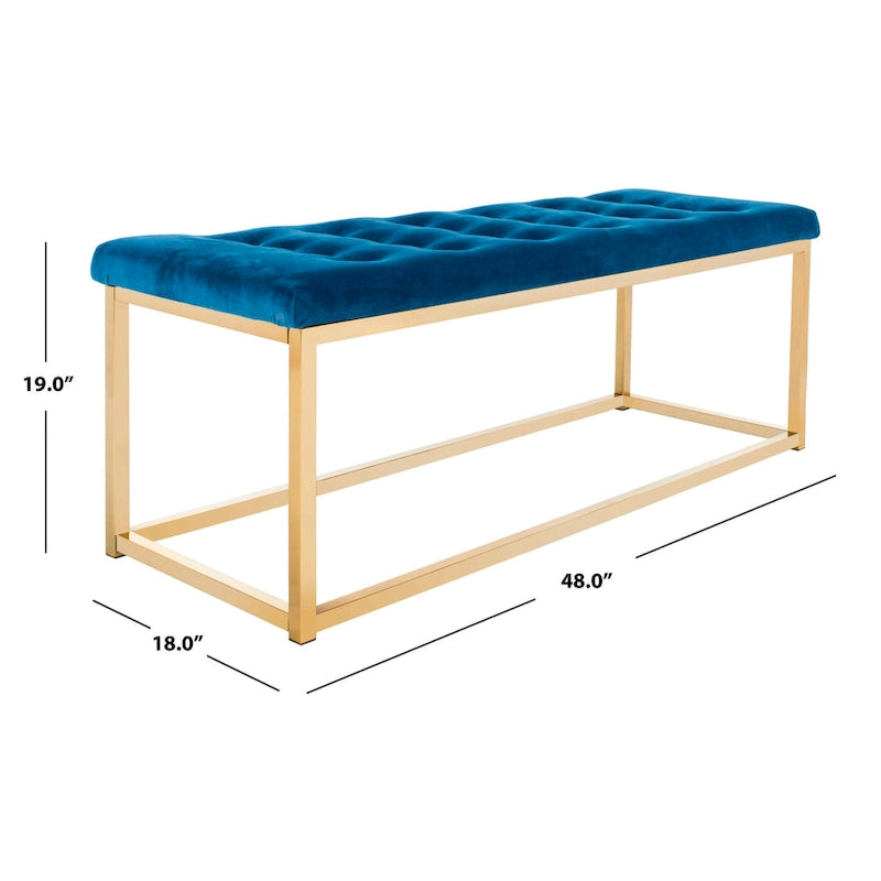 Banc en lin capitonné avec pieds Parsons noirs – 48x18x19