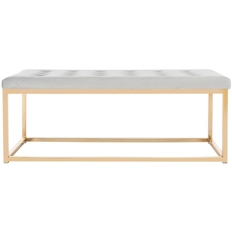 Banc en lin capitonné avec pieds Parsons noirs – 48x18x19
