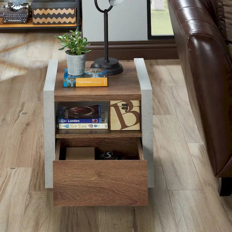 Table d'appoint industrielle à 1 étagère de 45 cm