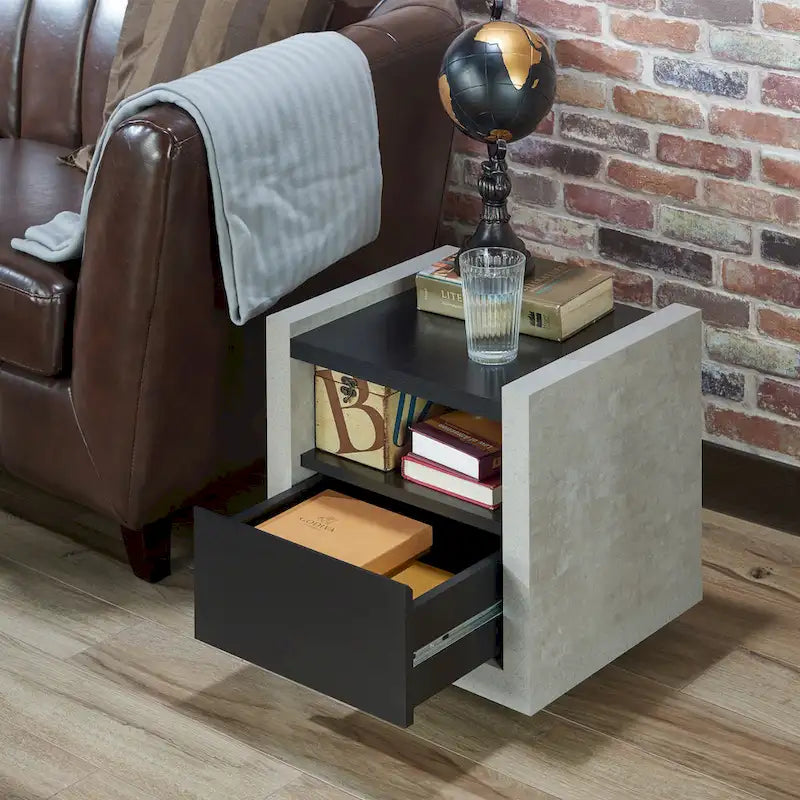 Table d'appoint industrielle à 1 étagère de 45 cm