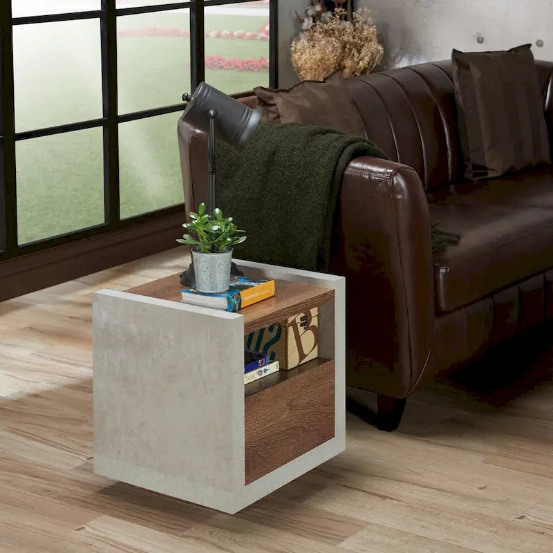 Table d'appoint industrielle à 1 étagère de 45 cm