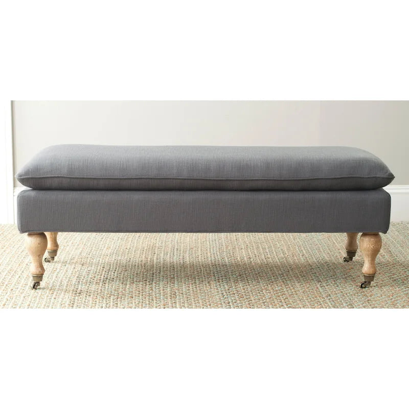 Banc capitonné gris/sauge - 52Wx21Dx19H